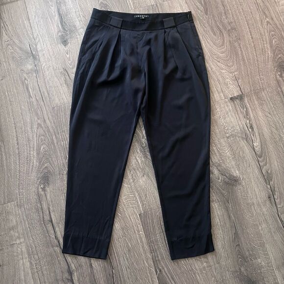 Theory Women  Kissan Lifestyle Trousers Pants Black Silk Georgette size 4 - Picture 1 of 11